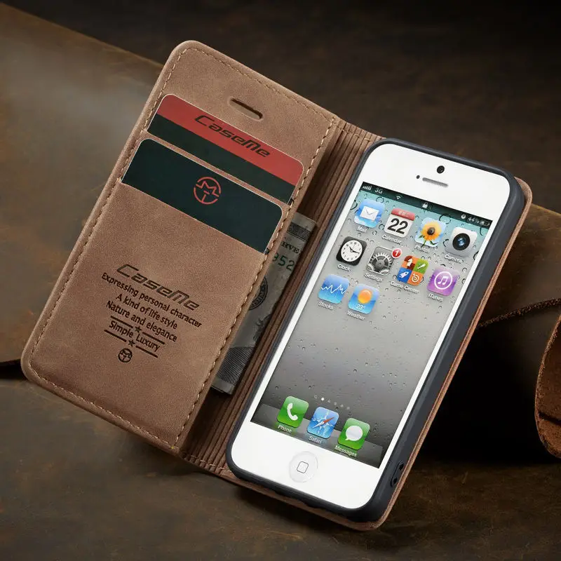 Чехол для iphone 5 5S Роскошный деловой матовый чехол книжка из искусственной кожи SE