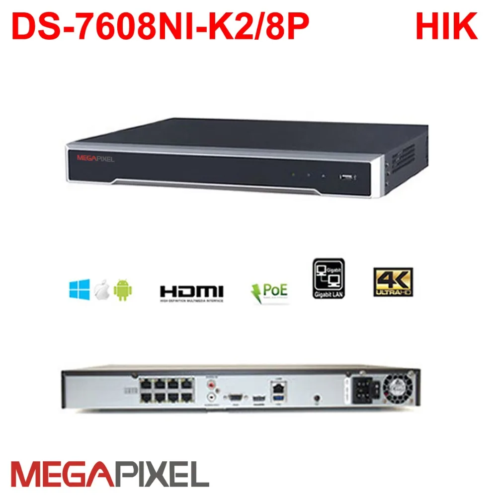 Hikvision 4K NVR DS 7608NI i2/8 P 8ch poe cctv видео рекордер Встроенный Plug & Play DVR видеокамера 12mp ip