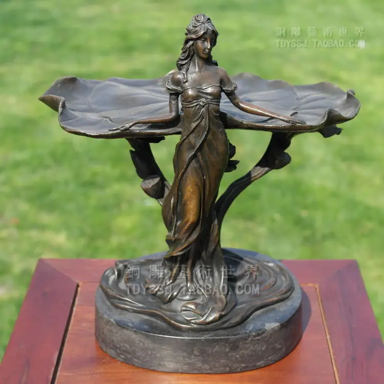 

fairy fruit bowl beauty fruit handis bronze statue art Home Furnishing copper decorative giftroom Art Statue