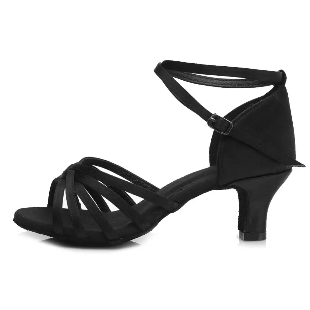 5cm heel Black1 Женская танцевальная обувь для Танго/бальных/латинских танцев, танцевальная обувь на каблуке для сальсы, профессиональная танцевальная обувь для девушек 5 см/7 см - Цвет: 5cm heel Black1