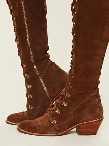 Женские мотоциклетные сапоги на шнуровке Сапоги выше колена из натуральной кожи