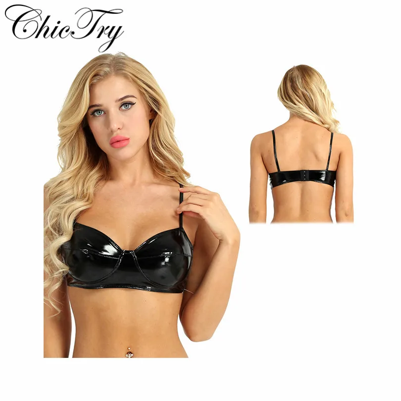 Женское нижнее белье бюстгальтер без косточек из искусственной кожи топ для