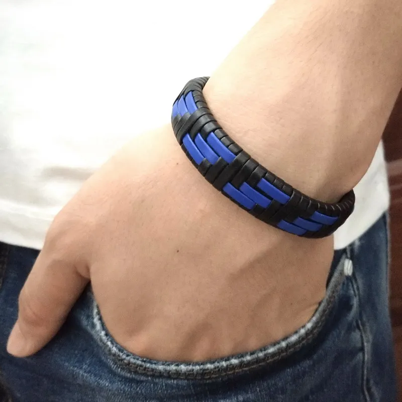 Latest Popular Adjustable Leather Bracelet For Men Charm Vintage Blue Weaving Wrap Couples Bracelets | Украшения и аксессуары