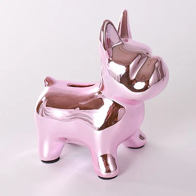 pink Европейские Керамические ремесла зеркало бульдог мультфильм щенок копилка доступ домашний декор для рабочего стола украшения копилка мода - Цвет: pink