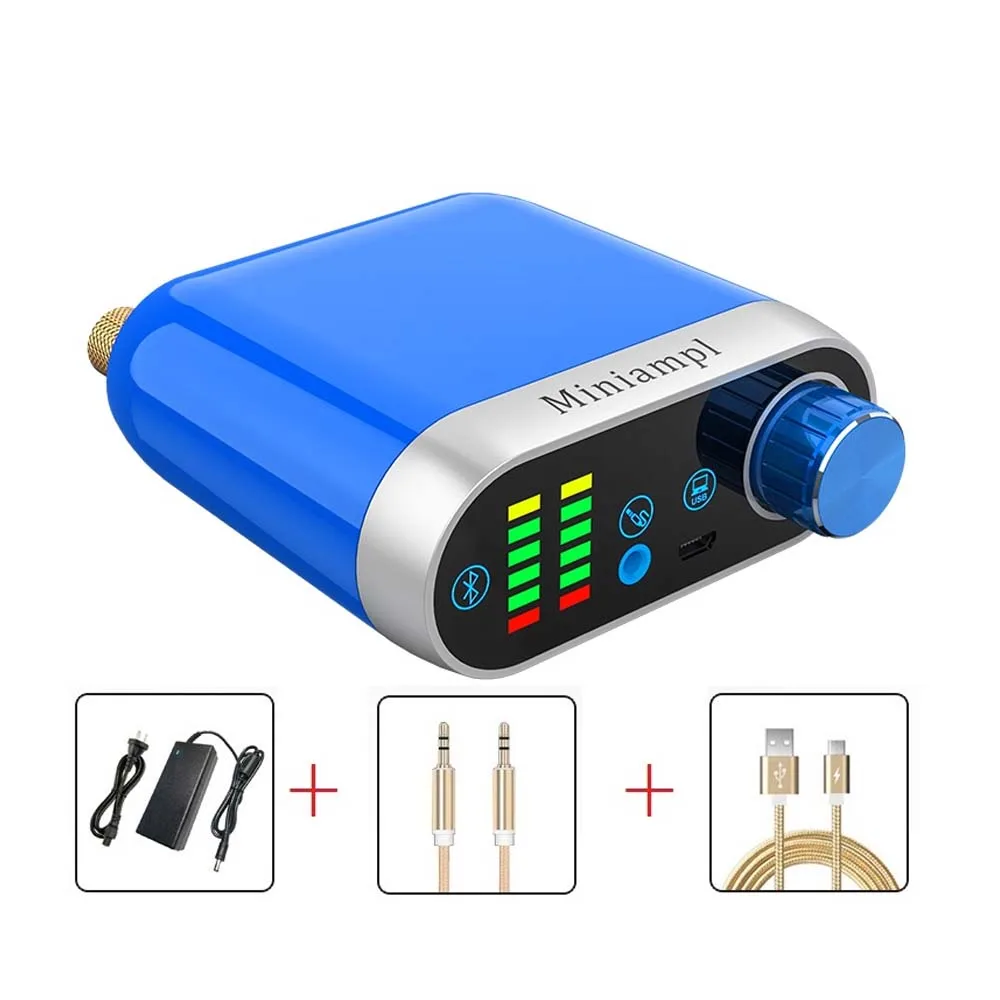blue-with power HiFi мини Bluetooth 5,0 MP3 плеер беспроводной аудио приемник Класс D Цифровой усилитель USB звуковая карта 50 Вт* 2 домашняя аудио поддержка AUX/USB - Цвет: blue-with power