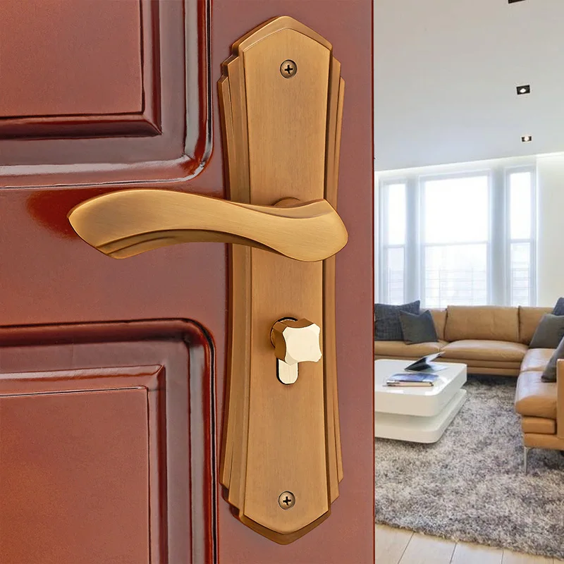 Дверной замок из алюминиевого сплава дверная ручка цельного дерева для спальни