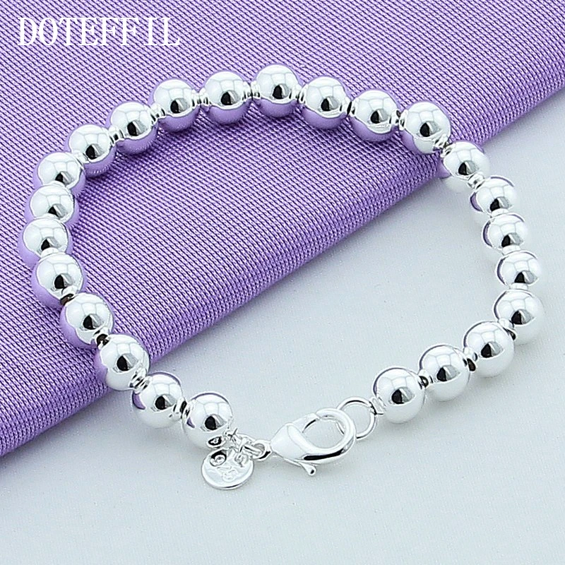 Бусины DOTEFFIL из серебра 925 пробы с полыми бусинами 8 мм/10 мм серебряный браслет