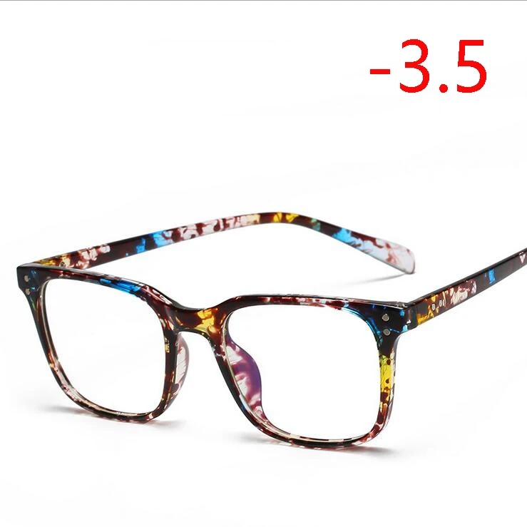 Myopia 350 1,56, асферические линзы, очки по рецепту, для женщин и мужчин, Ретро стиль, Rice Nail TR90, квадратные очки для близорукости, черная оправа, 0~-4,0 - Цвет оправы: Myopia 350