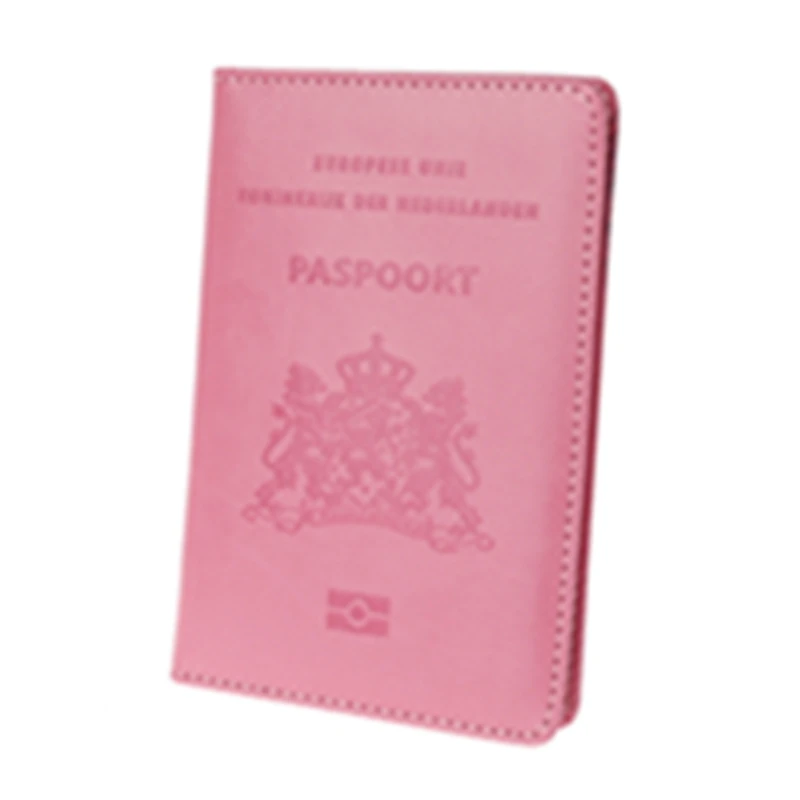 Розовый New Men Women Travel Leather Passport Card Cover Holder Case Protector Organizer Simple Design Casual Card Holder - Цвет: Розовый