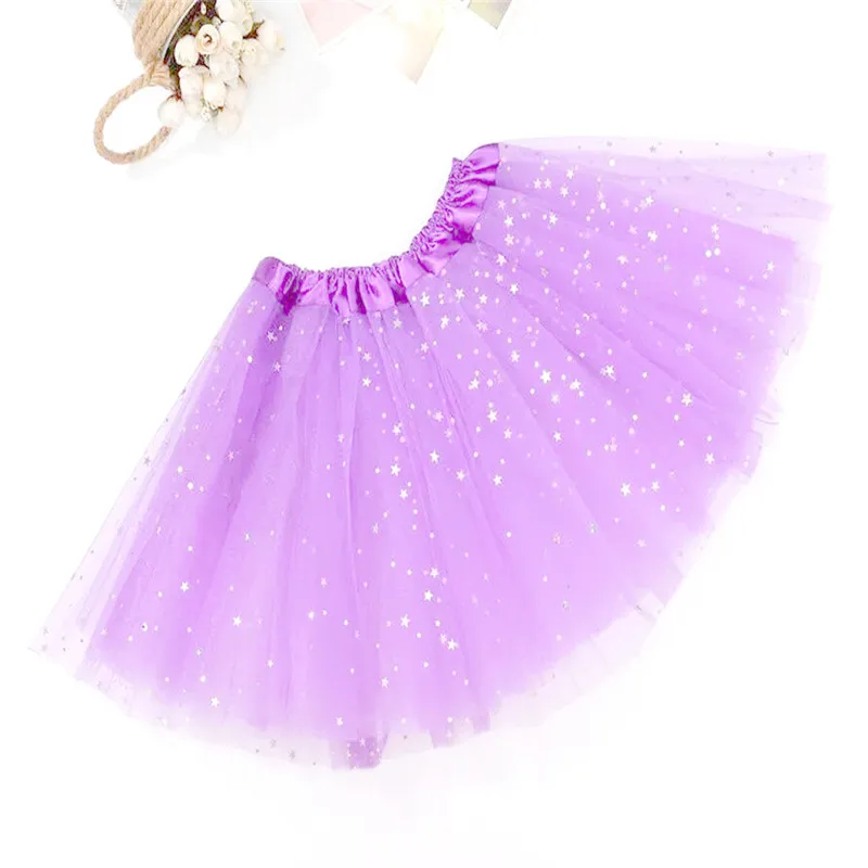 Light Purple Детская юбка-пачка для танцев со звездами для девочек, 3 слоя Фатина, детская юбка-американка, детская шифоновая юбка для От 3 до 8 лет девочек - Цвет: Light Purple
