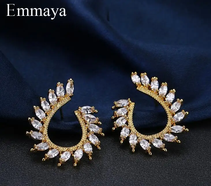 18k gold Emmaya бренд трендовый Шарм Три цвета AAA кубический циркон геометрические ювелирные изделия хрустальные серьги для женщин Элегантность свадебный подарок - Окраска металла: 18k gold