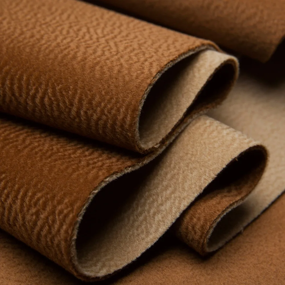 

Fashion Caramel Water Ripples Lambswool/Cashmere Fabric,Double-Sides,Sewing for Top,Long Coat,Overcoat,Jacket,Craft by the Yard