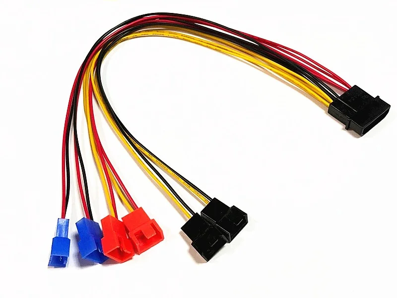 1 шт. DIY 4 контактный IDE molex в 6 портовый охлаждающий вентилятор 2pin кабель питания