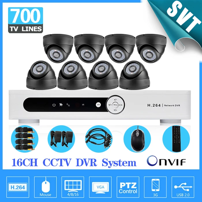 Система безопасности дома видеонаблюдения 16CH видеорегистратор системы и 700TVL