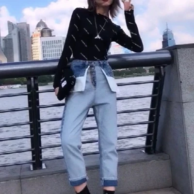 Джинсы-бойфренды женские прямые винтажные брюки из денима с завышенной талией