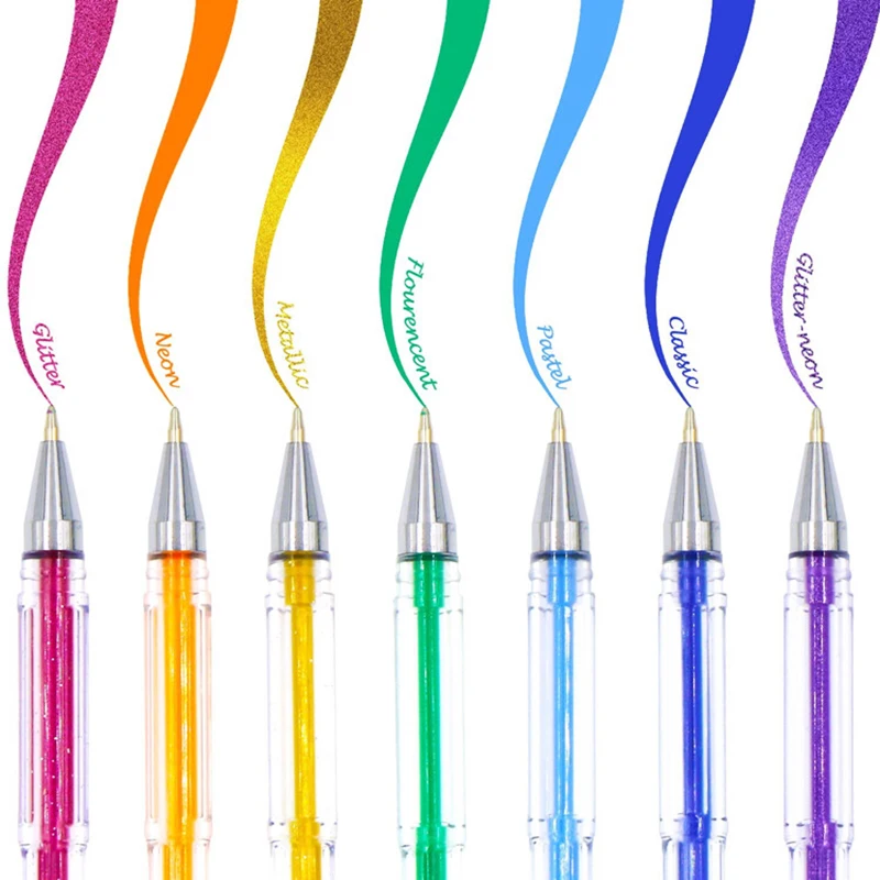 100 pieces Colorful gel Pen Set Glitter Neon Metallic Drawing Graffiti Pens Sketching Painting School Office Supplies for Kids | Канцтовары