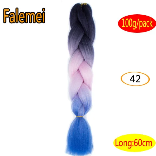 #8 FALEMEI 100 г/упак. 24 дюйма, вязанные косички, волосы, Омбре, два тона, цветные, огромные косички, волосы, синтетические волосы для кукол, вязанные волосы - Цвет: #8
