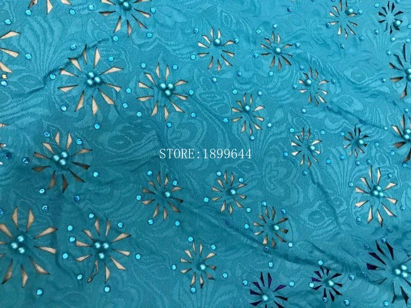 

teal color Laser Cut Lace Fabric High Quality Laser Cut Lace With Beads And Stones African French Lace Fabrics For Lady ML5971