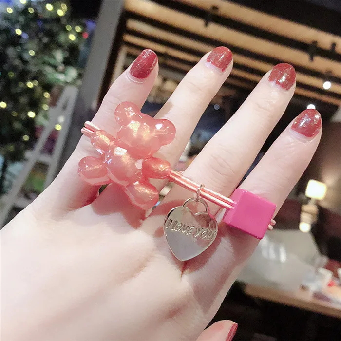 1 pink 1 шт.; Новинка; милая детская лента для волос с изображением медведя; Милая эластичная резинка для волос; аксессуары для волос для девочек; детские головные уборы; Детский головной убор - Цвет: 1 pink