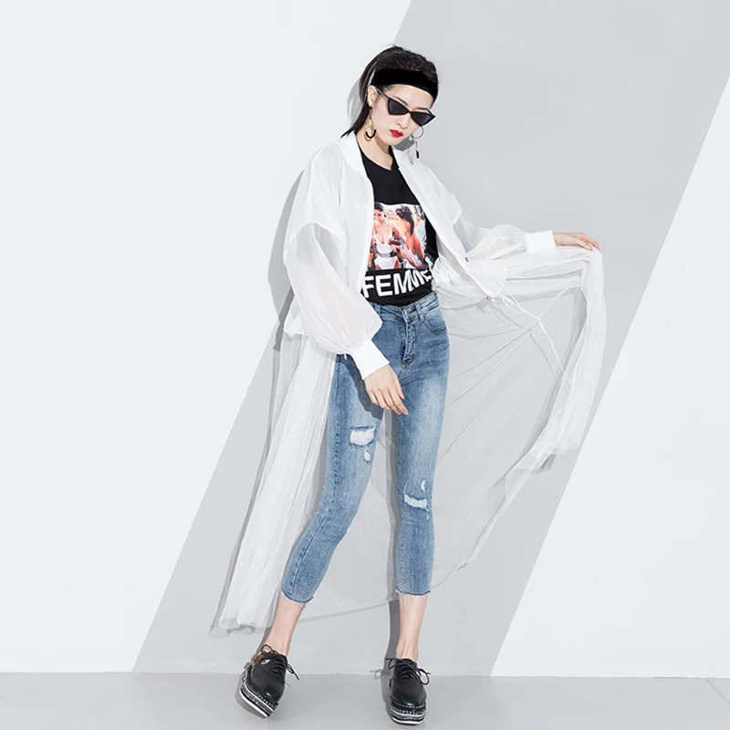 TWOTWINSTYLE, длинный женский плащ с сеткой, в стиле пэчворк, с завязками, с высокой талией, с рукавом-фонариком, на молнии, ветровка для женщин, весна