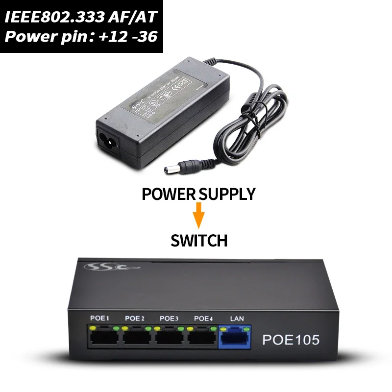 60 Вт 48 В 5 порт сетевой переключатель POE ethernet IEEE802.3af протокол RJ45 инжектор Мощность
