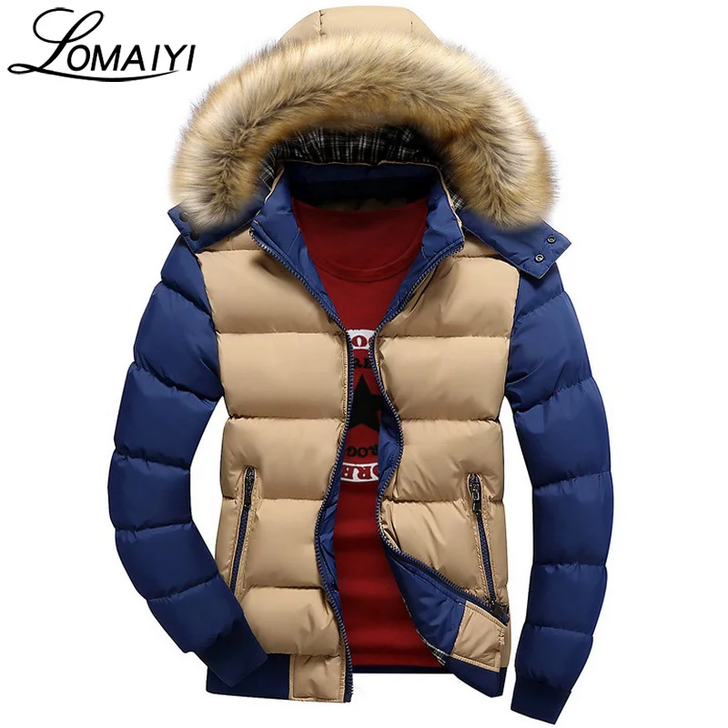 LOMAIYI 7 цветов мужской пуховик с меховым капюшоном модный бренд Мужская парка 4XL