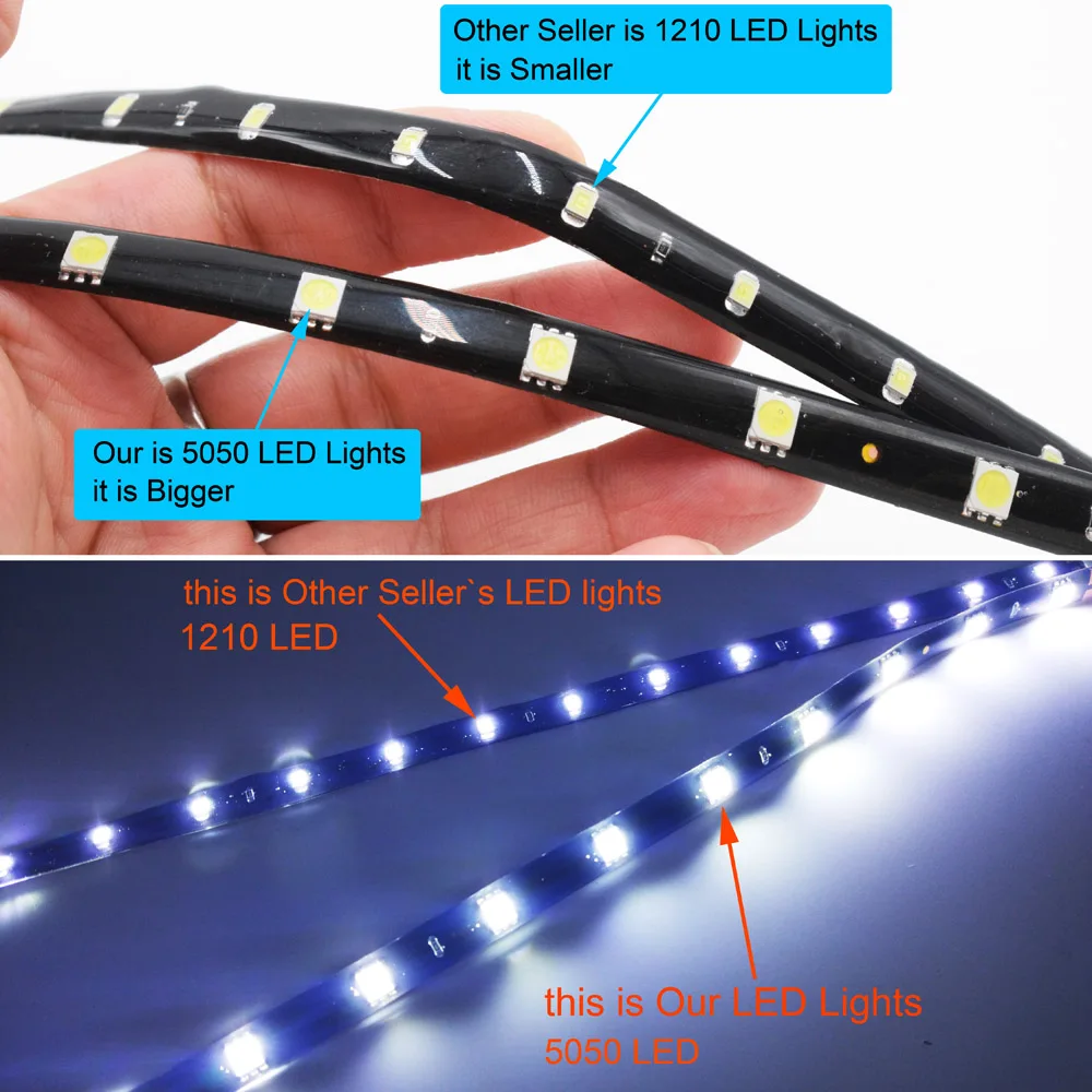 Rygaoan 2 шт. 60 см 5050 SMD 24 LED DRL Парковка автомобиля укладки гибкие светодиодные