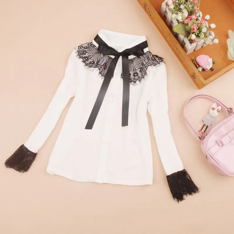 Блузка для девочек подростков с длинным рукавом и бантом|girls blouse|kids shirtsblouse girl |