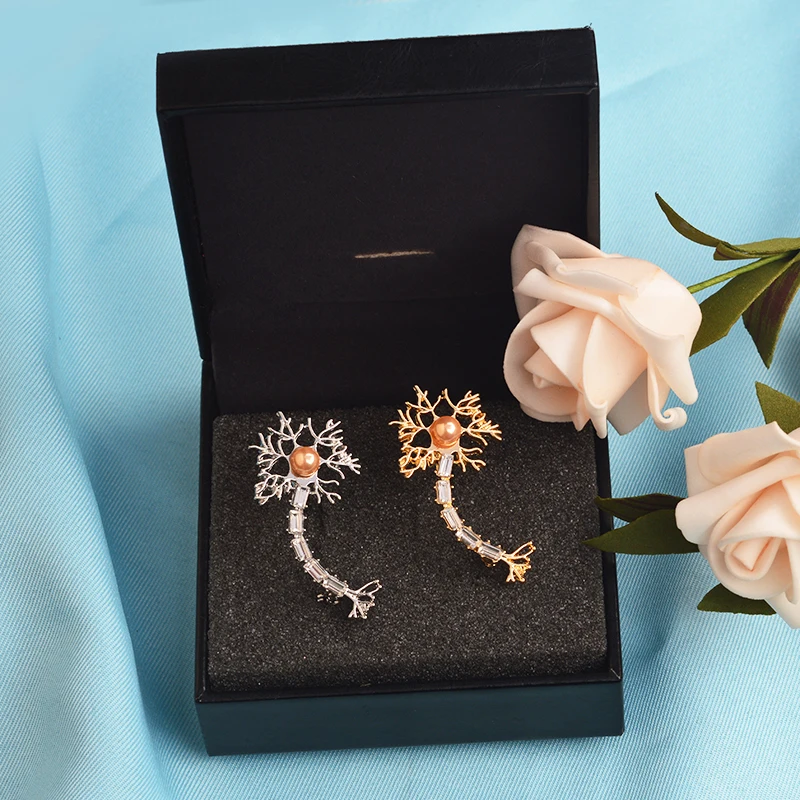 Эмалевая Булавка С нейроном значок с жемчугом и кристаллами для сотового мозга