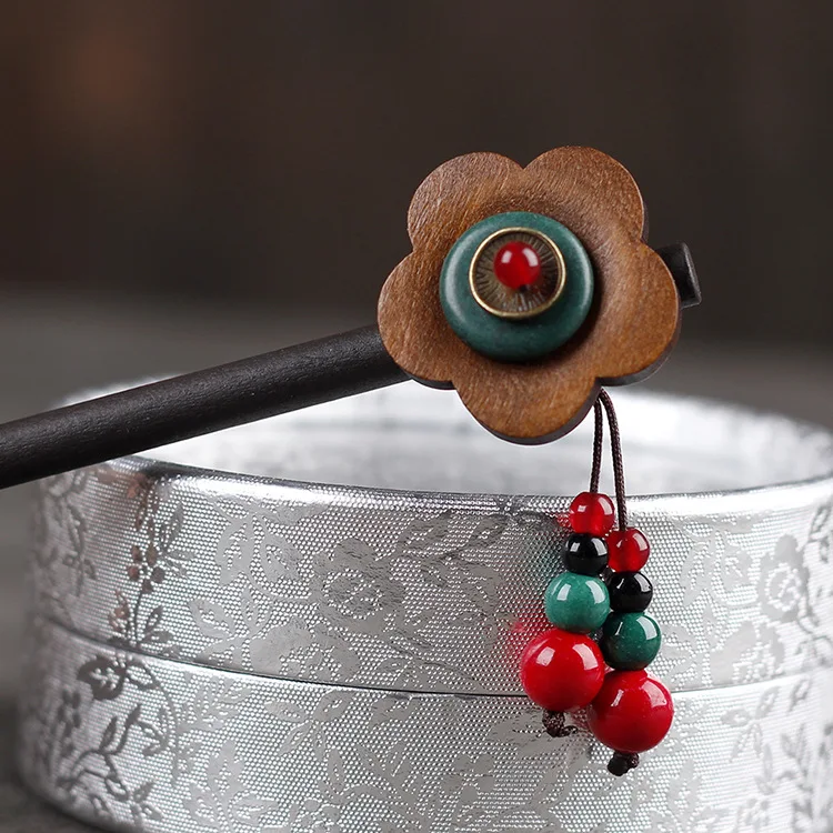 BYSPT заколка для волос в китайском Ретро этническом стиле ручной работы цветок кисточкой бисера шпильки ювелирные изделия винтажные китайские аксессуары для волос