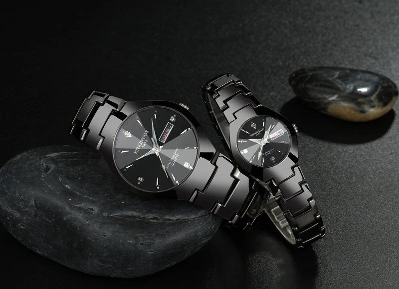 Couple Watches for Lovers Kingnuos Brand Quality Quartz Wrist Watch Men and Women Watches Date Week Luminous Display Pair Hours