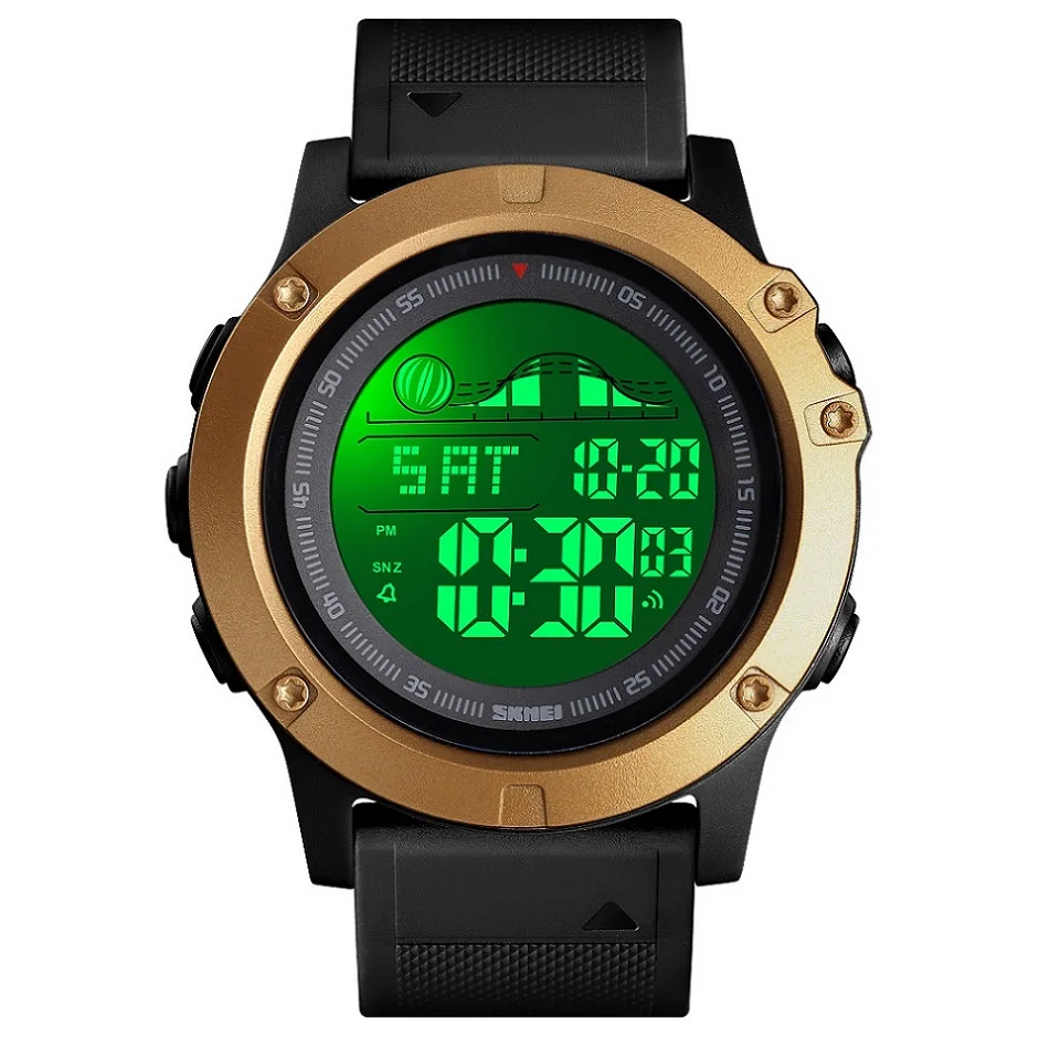 Gold SKMEI, мужские спортивные часы, модные, повседневные, светодиодный, цифровые, для улицы, водонепроницаемые, мужские, обратного отсчета, двойное время, наручные часы, Relogio Masculino - Цвет: Gold