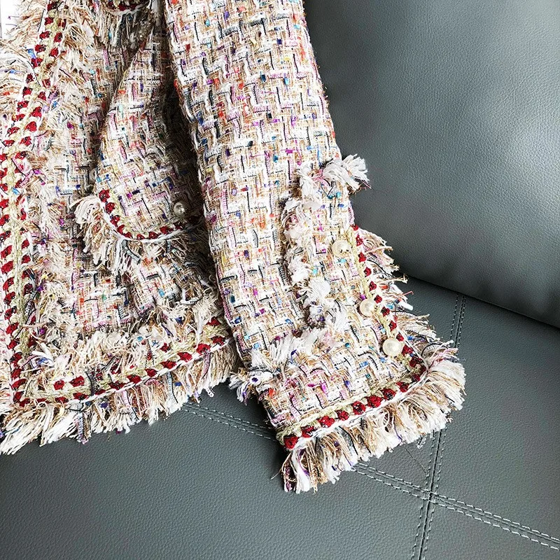 

2021 Autumn Ladies Tweed Jacket Runway Korean Spliced Black Twill Fashion Autumn Women Basic Coats Women Jackets Casaco Feminino