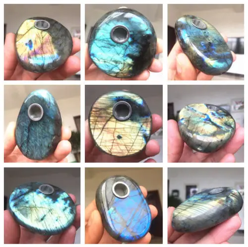 

9 pieces Quartz Smoking Pipe Labradorite Crystal Wand Obelisk Point Healing