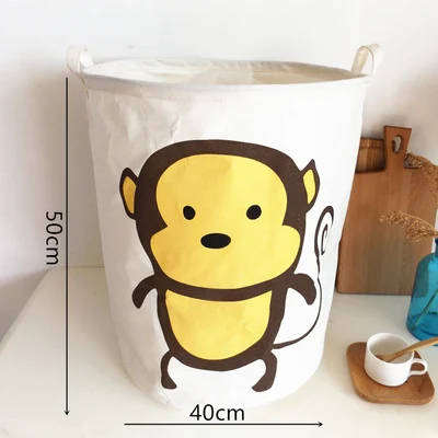 Большая 40*50 см Складная Прачечная Корзина мультфильм полоса хранения баррель хлопок белье грязная одежда корзина для хранения игрушек/ведро - Цвет: 3
