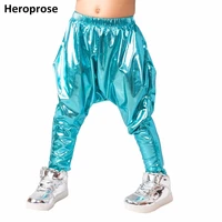 heroprose 2021 new personality light blue big brotch trousers stage performance harem hip hop skinny pants for kids