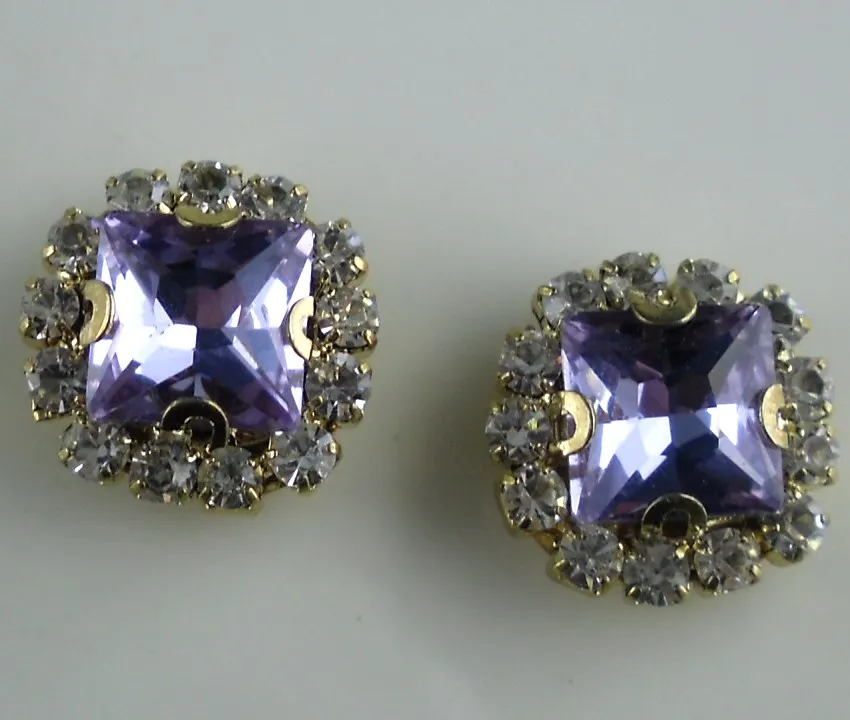 DIY стеклянный кристалл 8 мм Граненый Площади Стразы Золото Металл Коготь Кубок