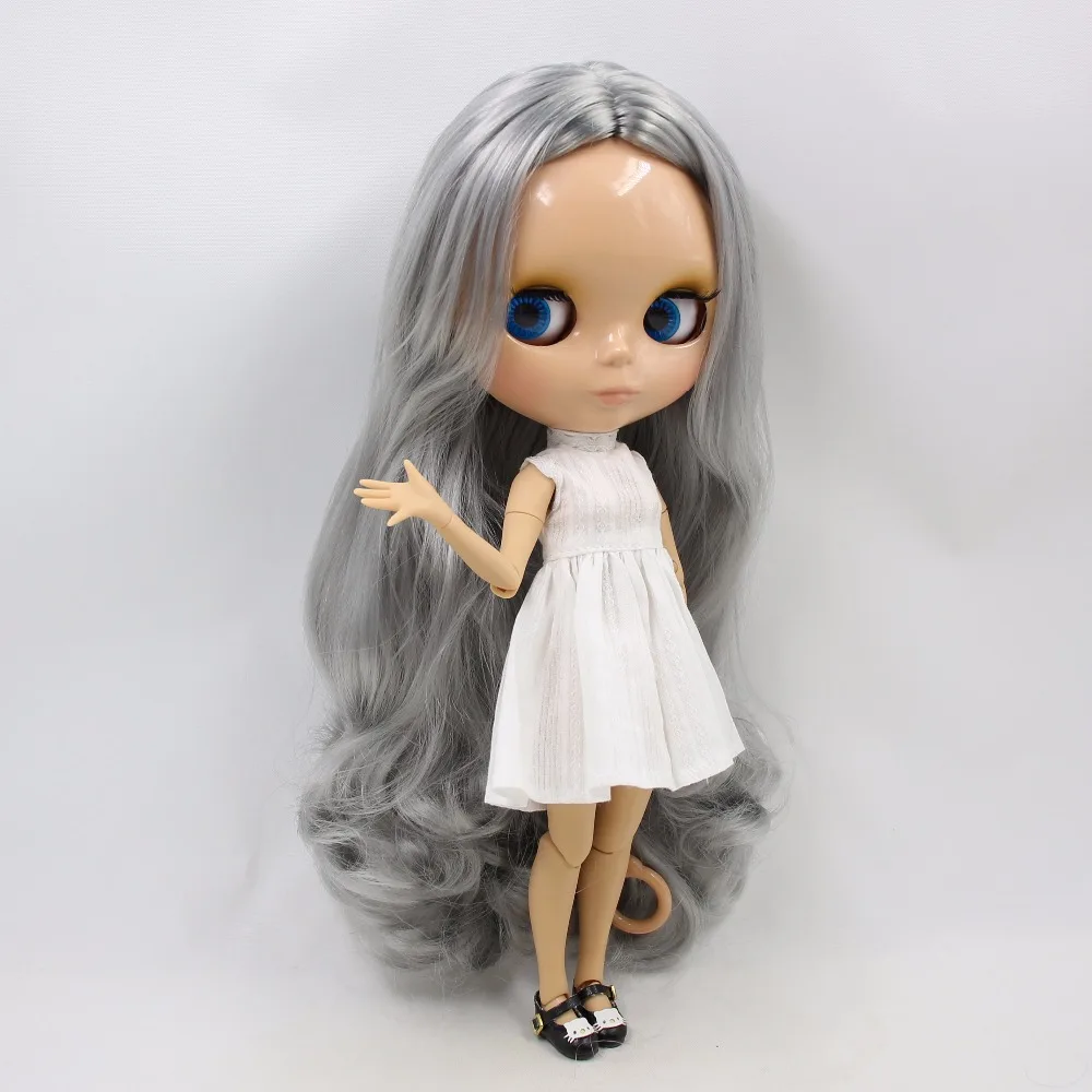 Ледяная кукла DBS Blyth седые волосы без челки желто коричневый кожный сустав 1/6 bjd 30