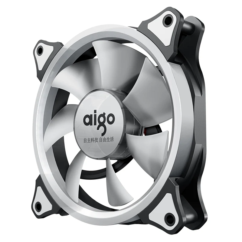 aurora white Aigo Aurora 120 мм чехол-вентилятор 3 Pin+ 4 pin светодиодный охлаждающий кулер 12 в охлаждающий вентилятор с двойным кольцом Простая установка для компьютера - Цвет лезвия: aurora white