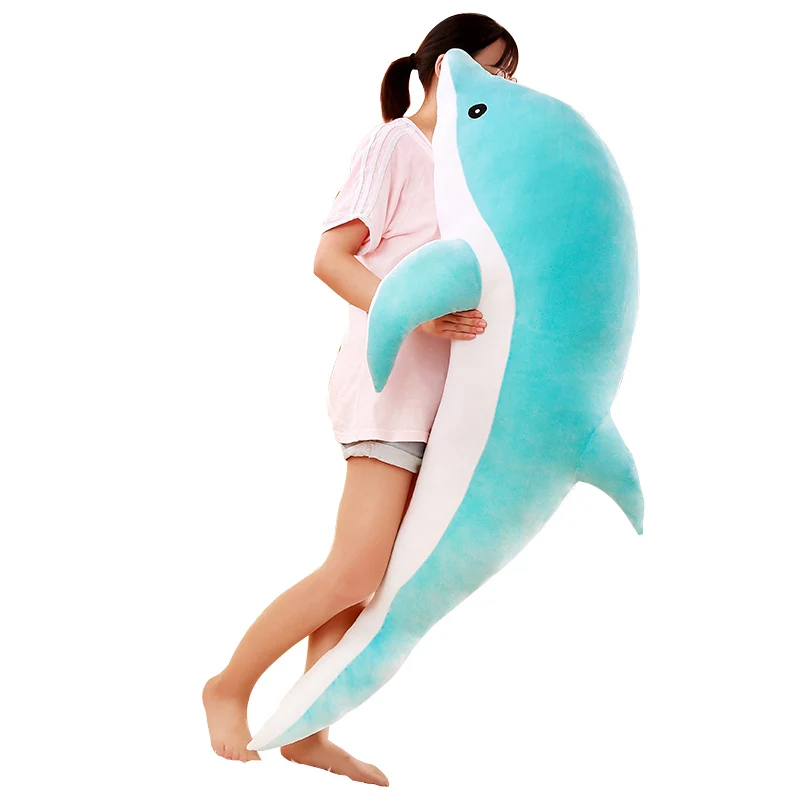 

Dorimytrader New Soft Sea Animal Dolphin Plush Pillow Giant Stuffed Cartoon Dolphin Shark Toy Doll for Kids Adults Gift 160cm