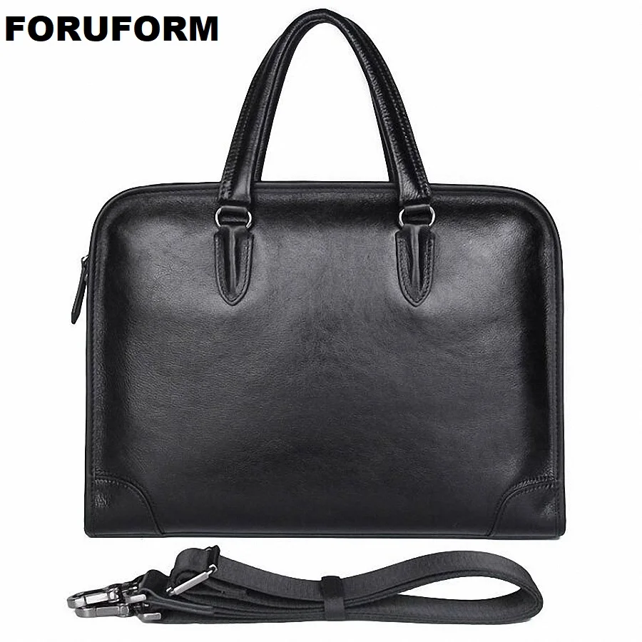 Men Business Handbag New Simple Genuine Leather 14'' Laptop Men Handbag Briefcase First Layer Cowhide Business Male Bag