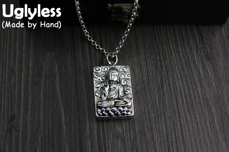 Uglyless S 925 Thai Silver Shakyamuni Buddha Pendants Unisex Religious Men Women Necklaces without Chains Engraved Fine Jewelry | Украшения