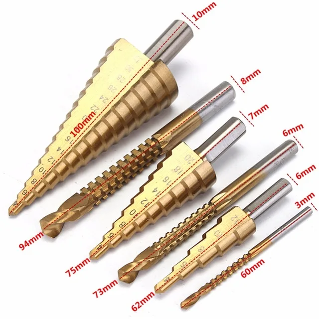 

4-12/20/32mm Hex Shank HSS Professional Titanium Coated Large Step Cone Metal Drill Bit Cut Tool Set Hole Cutter Wholesale