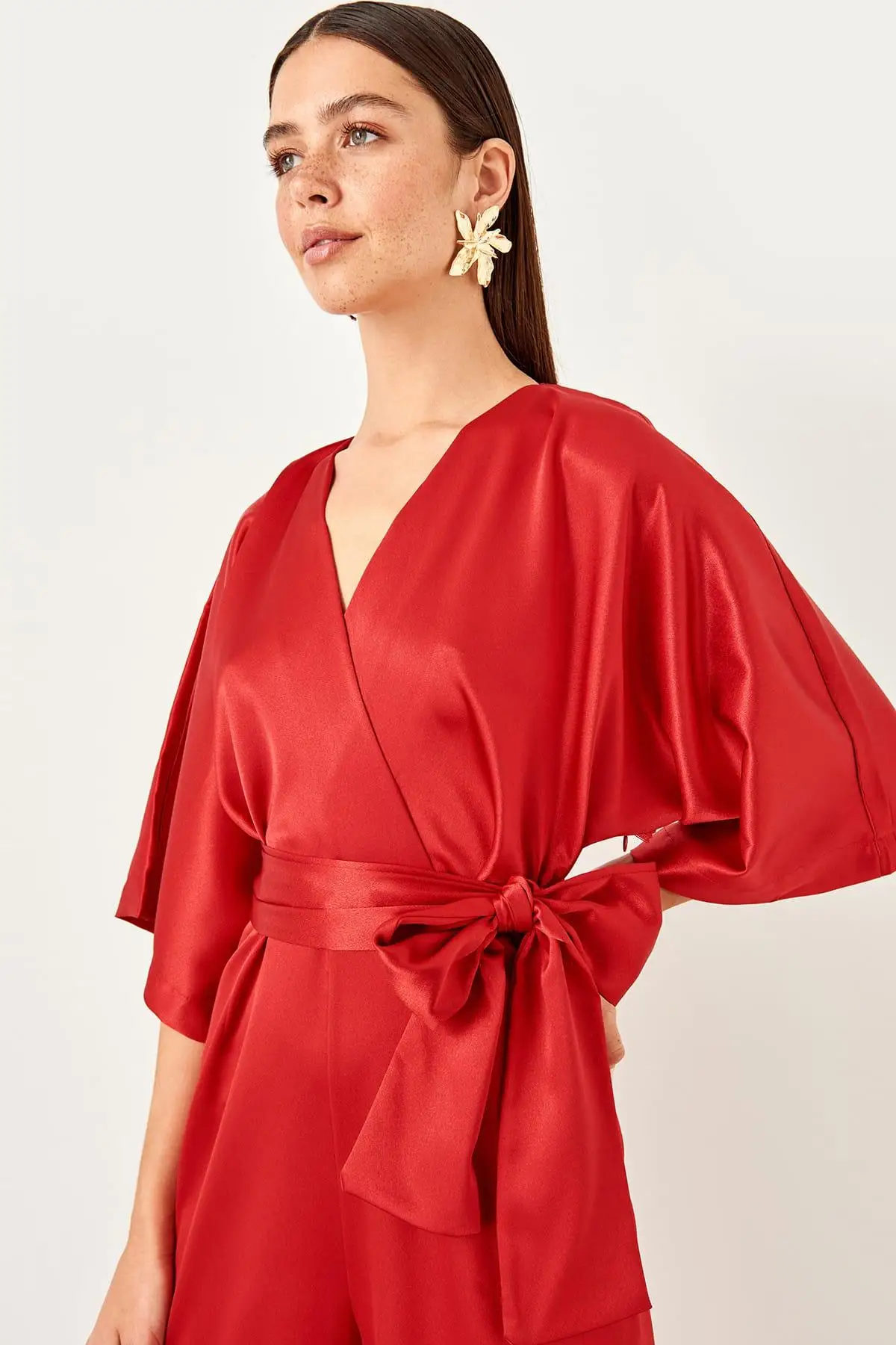 Trendyol красный комбинезон с поясом TPRSS19YL0038 |