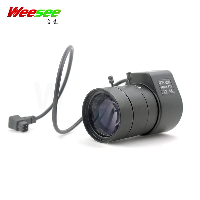 Объектив видеонаблюдения WS 6 60 мм F1.6 формат 1/3 дюйма CS mount с переменным фокусным