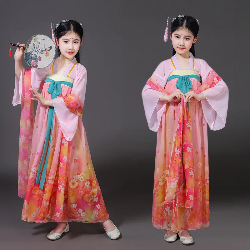 Детское летнее платье с цветочным принтом в китайском стиле |