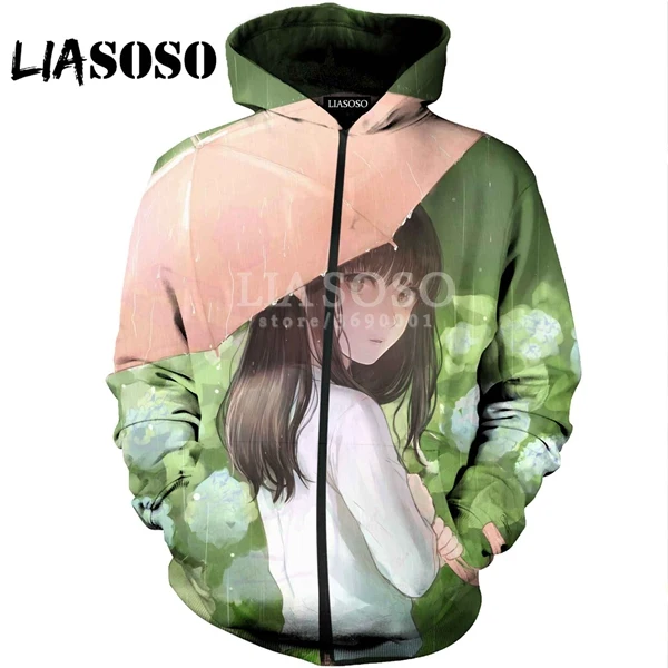 4 LIASOSO, новинка, 3D принт, для женщин и мужчин, худи с капюшоном, комикс, аниме, застенчивая девушка, толстовки на молнии, куртка для отдыха, Harajuku, хип-хоп, HopX0421 - Цвет: 4