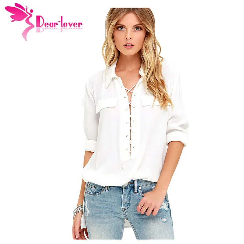 Dear Lover Черный С Длинным Рукавом Lace-up Top LC25858 |