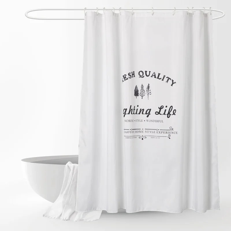 

Fresh Quality Shower Curtain Mat White Background Simplicity Waterproof Durable Polyester with Hooks
