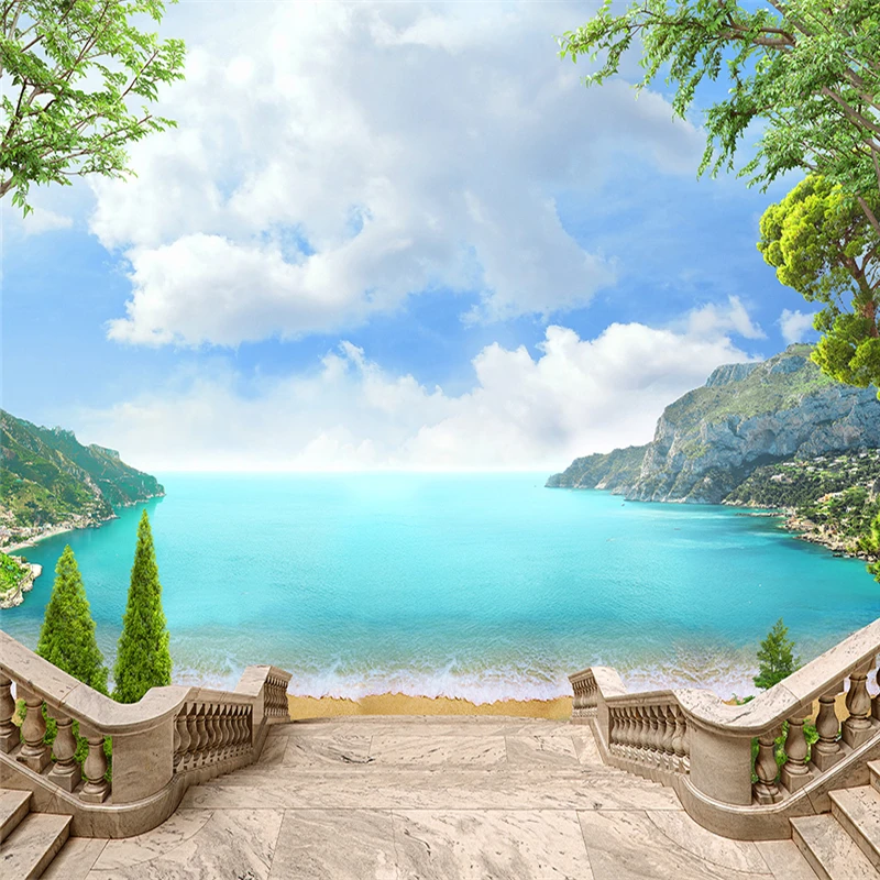 Большой заказ обои на эстетический Континентальный балкон вид море пейзаж стены